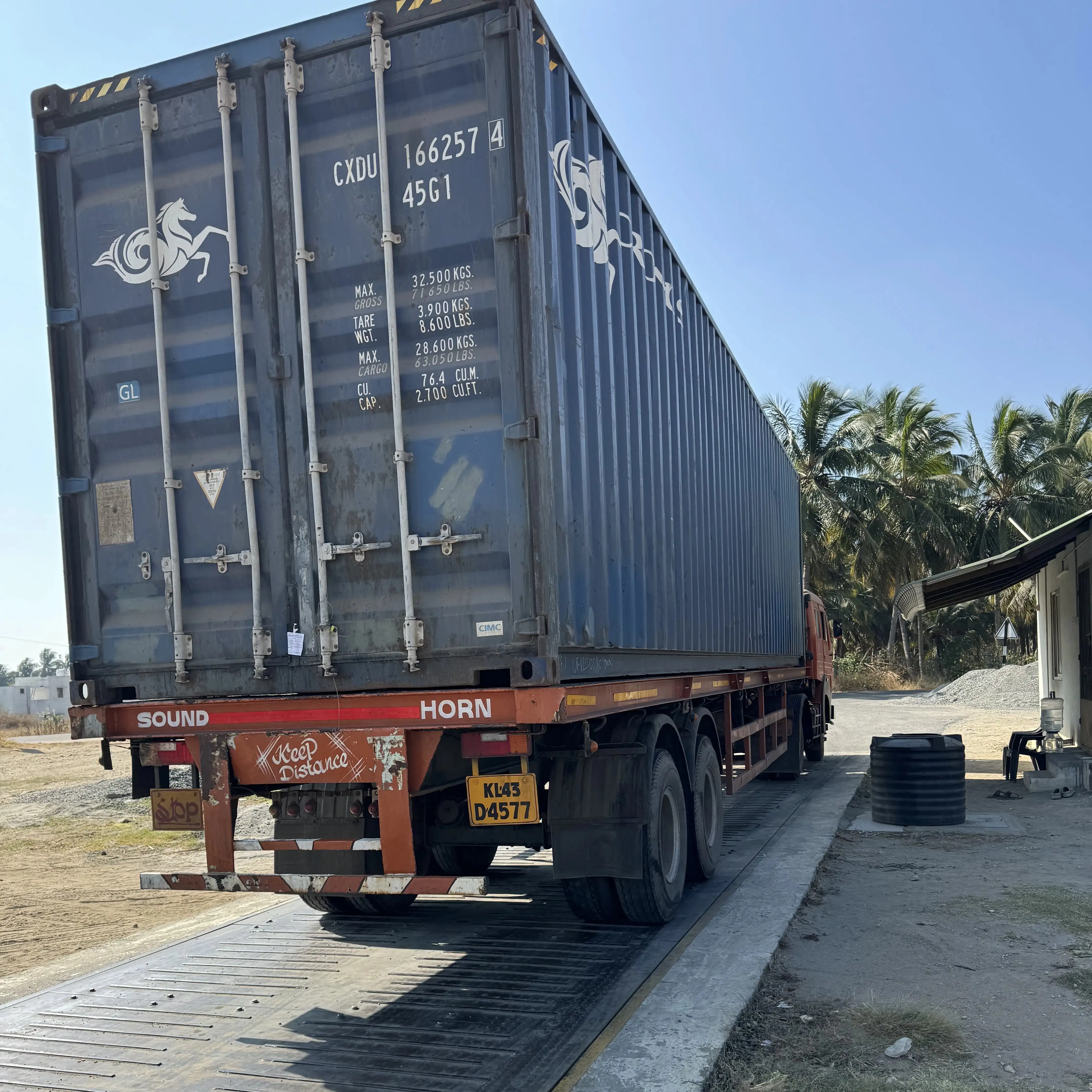 Export container loaded with cargo, ready for shipment